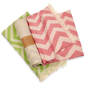 Mersin Chevron Towel / Blanket  - Green